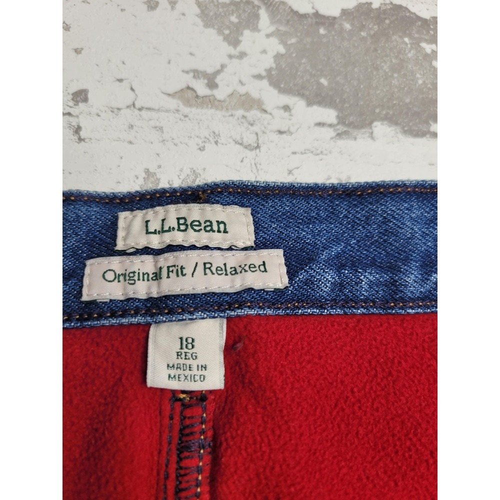 Womens L.L. BEAN ORIGINAL FIT/RELAXED FLEECE LINED blue jeans 18 REG - Picture 5 of 5
